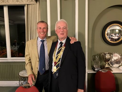 Proud new President Robert Hands  shows off his "Pigs Chain of Office" 