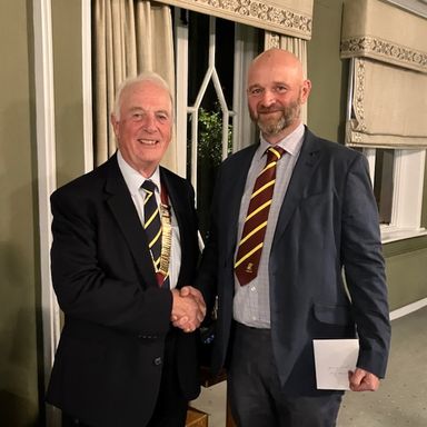 Richard Stockwell (N/West is congratulated as the very close Cyril Last R/Up scoring 40 points